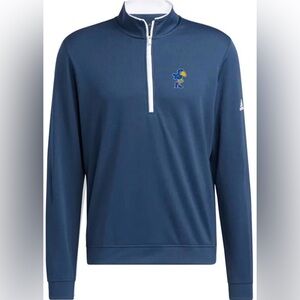 Kansas Jayhawks Men’s Navy Blue Adidas Golf 1912 Long Sleeve Qtr Zip Pullover